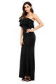 Black Ruffle One Shoulder Elegant Mermaid Dress