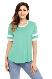 Mint Short Sleeve Top with White Stripe