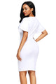 White Flare Sleeve Back Slit Sheath Dress