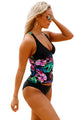 Vibrant Floral Splice 2pcs Tankini Swimsuit