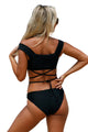 Black Strappy Crisscross 2pcs Tankini Swimsuit