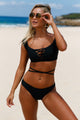 Black Strappy Crisscross 2pcs Tankini Swimsuit