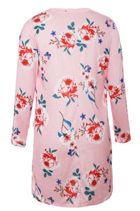 Pink Long Sleeve Floral Cardigan