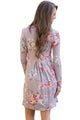 Gray Chic Long Sleeve Boho Floral Pattern Dress