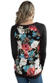 Black Raglan Sleeve Floral Top