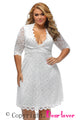 Womens Scalloped Trim White Plus Size Lace Dress