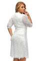 Womens Scalloped Trim White Plus Size Lace Dress