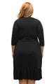 Black Whimsy Wrap Flounce Plus Size Dress