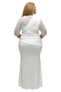 Full-figured Womens Elegant Half Sleeves Wedding Gown