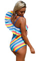 Colorful Stripes Ruffle One Piece Swimsuit