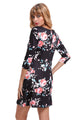 Black Fence Neck Floral Print T Shirt Dress