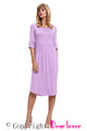 Purple Ruffle Sleeve Midi Jersey Dress