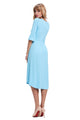 Blue Ruffle Sleeve Midi Jersey Dress