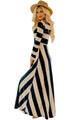 Nude Bold Stripe Long Sleeve Maxi Dress