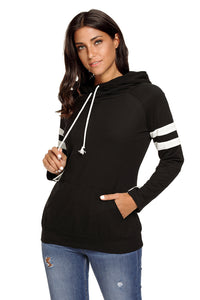 Black Kangaroo Pocket Double Hooded Sweatshirt