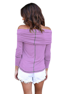 Purple Off The Shoulder Long Sleeve Top
