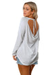 Gray Open Back Detail Long Sleeve Loose Fit Sweater