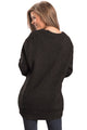 Black Chic Long Sleeve Sweater with Lace up Neckline