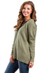 Olive Chic Long Sleeve Sweater with Lace up Neckline