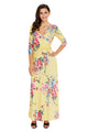 Yellow Blooming Flower Print Wrap V Neck Boho Dress