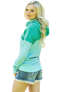 Green Duotone Chic Hooded Sweatshirt