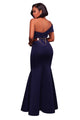 Navy Blue Sexy One Shoulder Ponti Gown