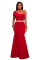 Red Sexy One Shoulder Ponti Gown
