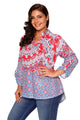 Rosy Purple Retro Print Quarter Sleeve Blouse