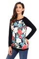 Black Raglan Sleeve Floral Top