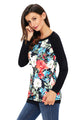 Black Raglan Sleeve Floral Top