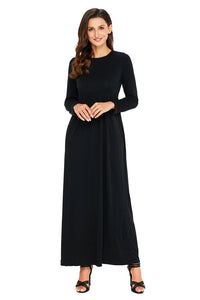 Black Long Sleeve High Waist Maxi Jersey Dress