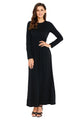 Black Long Sleeve High Waist Maxi Jersey Dress