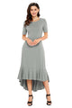Grey Flowy Ruffles Short Sleeve Casual Dress