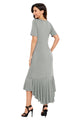 Grey Flowy Ruffles Short Sleeve Casual Dress