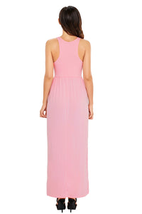 Pale Pink Racerback Maxi Dress with Pockets