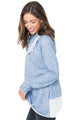 Light Blue Raw Edge Cowl Neck Pullover Sweatshirt