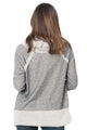 Gray Raw Edge Cowl Neck Pullover Sweatshirt