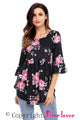 Black Grounding Floral Print Babydoll Top