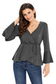 Gray Bell Sleeve Wrap Front Tunic
