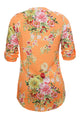 Mustard V Neck Pleat Button Front Floral Tunic Top
