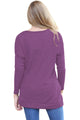 Purple Buttoned Side Long Sleeve Spring Autumn Womens Top