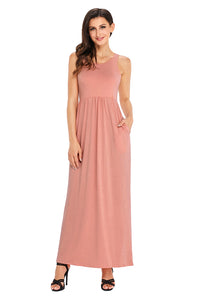 Pink Racerback Maxi Dress with Pockets