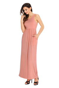 Pink Racerback Maxi Dress with Pockets