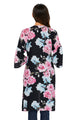 Black Floral Side Slit Boho Kimono