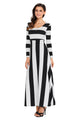 Black Bold Stripe Long Sleeve Maxi Dress