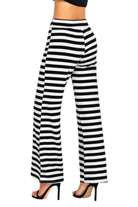Black White Striped Wide Leg Pants