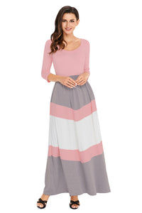 Pink and Gray Chevron Maxi Dress