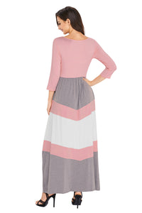Pink and Gray Chevron Maxi Dress