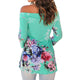 Sexy Off Shoulder Drape Floral 3/4 Sleeve Loose Casual Tops #Tops #Green SA-BLL621-5 Women's Clothes and Blouses & Tops by Sexy Affordable Clothing