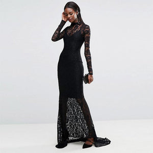 Allover Lace Fishtail Evening Dress #Maxi Dress #Black #Evening Dress SA-BLL5041 Fashion Dresses and Evening Dress by Sexy Affordable Clothing